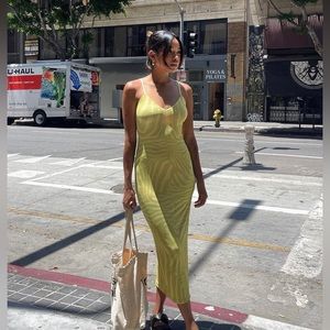 Viral AFRM yellow zebra Amina Dress
